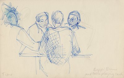 „Beppi, Bruno és Fabio kártyáznak”, 1950. alkotó: Shirley Markham