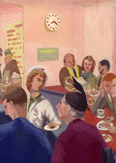 Kávézó belseje, London, 1950. alkotó: Shirley Markham