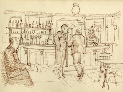Kávézó jelenet, Párizs, Franciaország, 1951. alkotó: Shirley Markham