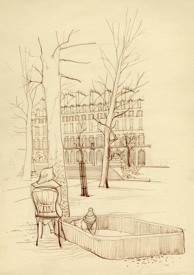 Gyermek játszó homokozóban, Párizs, Franciaország, 1951. alkotó: Shirley Markham