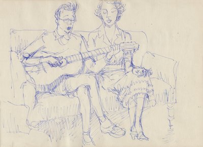 Pár gitárral, c1950. alkotó: Shirley Markham