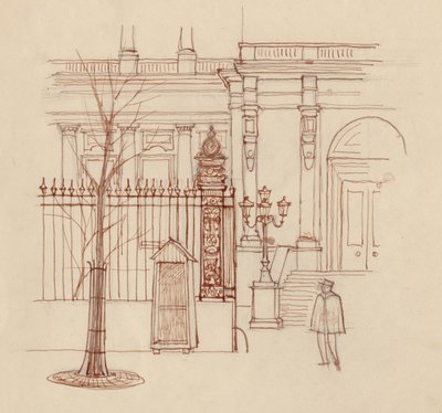 Csendőr a klasszikus épület előtt, Párizs, 1951. alkotó: Shirley Markham