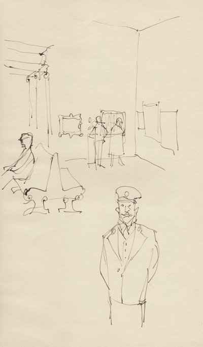 Őr egy művészeti galériában, 1950. alkotó: Shirley Markham