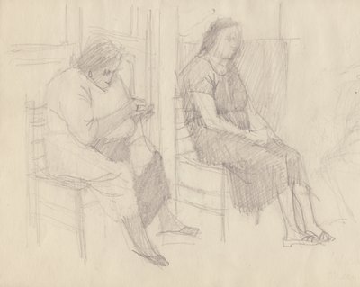 Öregasszonyok kötése, Olaszország, 1950. év. alkotó: Shirley Markham