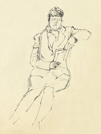 Ülő nő olvas, 1953. alkotó: Shirley Markham