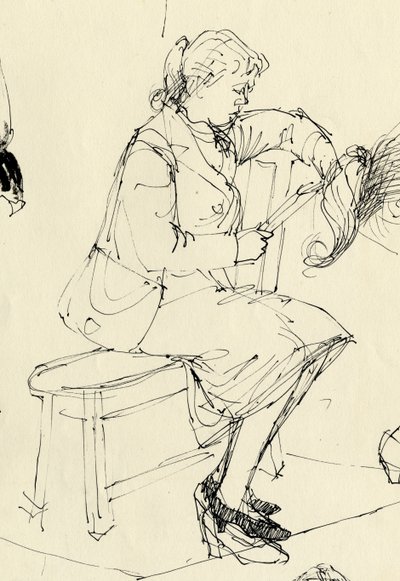 Ülő nő olvas, 1953. alkotó: Shirley Markham
