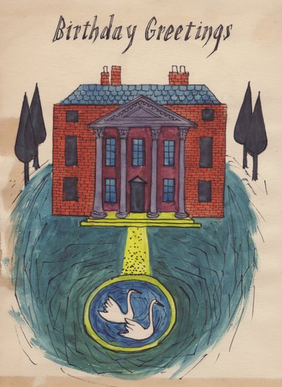 Impozáns otthon, születésnapi üdvözlőlap, 1952. alkotó: Shirley Markham
