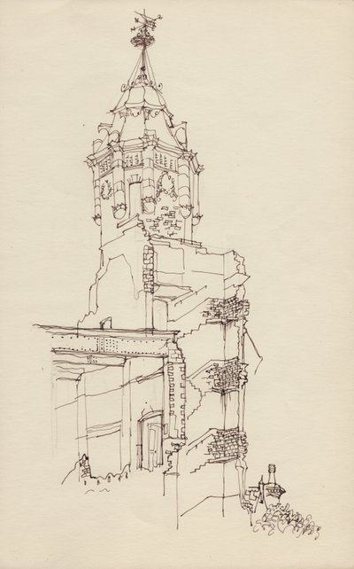 Romos épület tornya, 1950. alkotó: Shirley Markham
