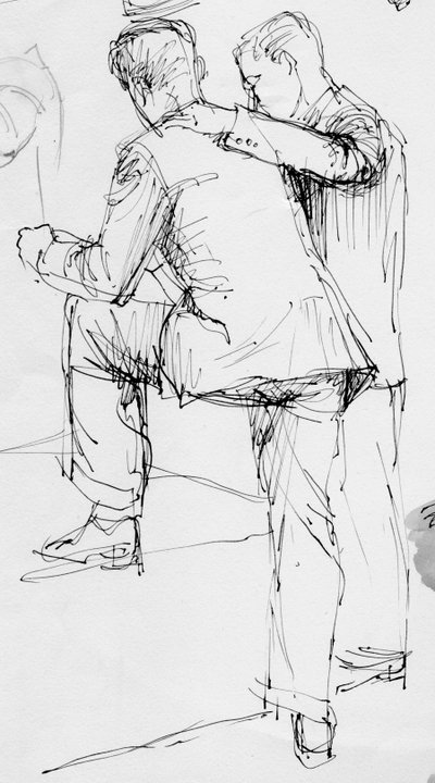 Két férfi áll, 1953. alkotó: Shirley Markham
