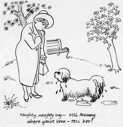 Nő kutyával, 1950. alkotó: Shirley Markham