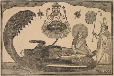 Anantasayan (Visnu a kígyón fekvő Ananta) alkotó: Shri Gobinda Chandra Roy