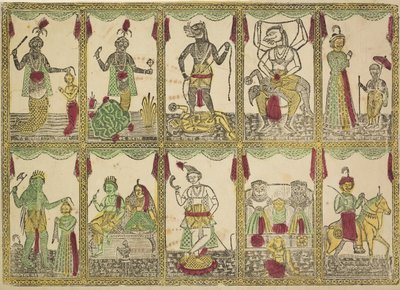 Das Avataras, Visnu tíz inkarnációja, 1800-as évek. alkotó: Shri Gobinda Chandra Roy