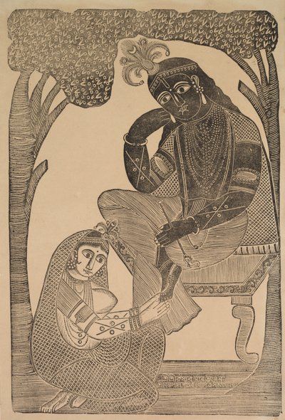 Radha Krsna lábát simogatja alkotó: Shri Gobinda Chandra Roy