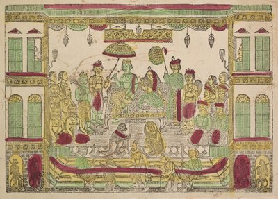 Rama és Sita a királyi palotában (recto) alkotó: Shri Gobinda Chandra Roy