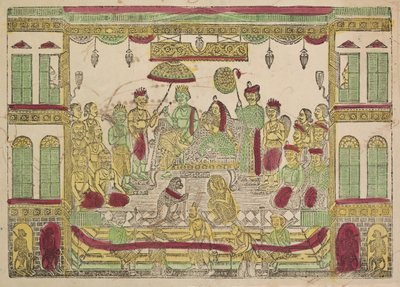 Rama és Sita a királyi palotában, 1800-as évek. alkotó: Shri Gobinda Chandra Roy