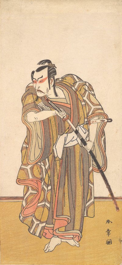 Ichikawa Danzo III, mint egy kardot húzó szamuráj, kb. 1772. alkotó: Shunsho