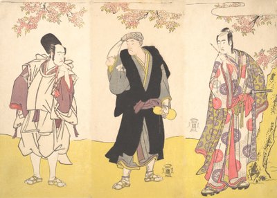 Kabuki A c és rs Ichikawa Yao Good, Onoe Matsusuke, Proposal d Sawamura Sojuro Good, 11. kapu th, 1786. alkotó: Shunsho