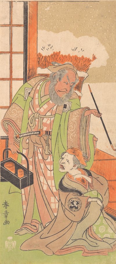 Jelenet a Kawaranu Hana Sakae Hachinoki című dráma második felvonásából, 1769. 12. hónap. alkotó: Shunsho