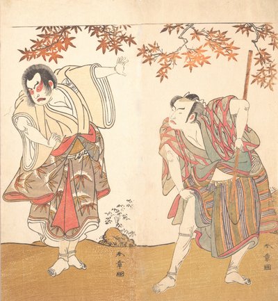 A színészek Ichimura Uzaemon és Arashi Sangoro, kb. 1773. alkotó: Shunsho