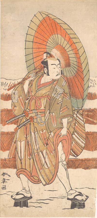 A második Ichikawa Yaozo, mint a hóban álló szamuráj, valószínűleg 1774-ben. alkotó: Shunsho