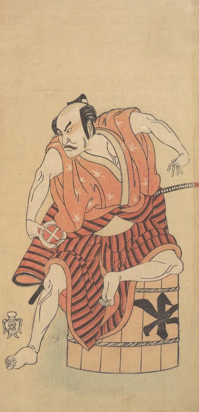 A harmadik Otani Hiroemon, mint egy fordított kádon ülő Otokodate, 1768 vagy 1769. alkotó: Shunsho
