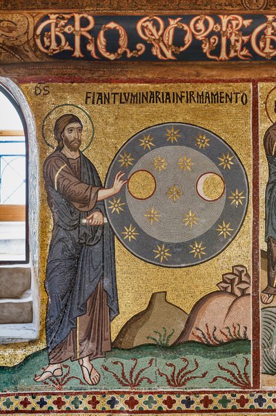 A Palatinus-kápolna (bazilika), mozaikciklus az Ószövetségről, Teremtés ciklus: "Csillagok teremtése", XII. alkotó: Sicilian School