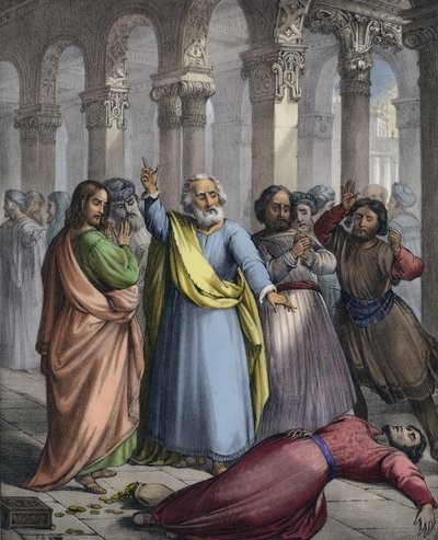 Ananias halála (színes metszet) alkotó: Siegfried Detler Bendixen