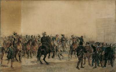 Henri Duval Dampierres gróf cuirassiers érkezése a kastély udvarára alkotó: Sigmund L