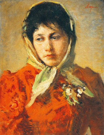 La scellerata (Gonosz nő), Silvestro Lega (1826-1895), olaj, vászon, 50x38 cm alkotó: Silvestro Lega