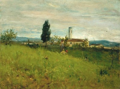 Kis templom vidéken, 1877 körül (olaj, tábla) alkotó: Silvestro Lega