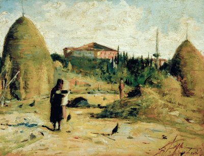 Villa Bandini al Gabbro, 1889-90 körül (olaj, karton) alkotó: Silvestro Lega