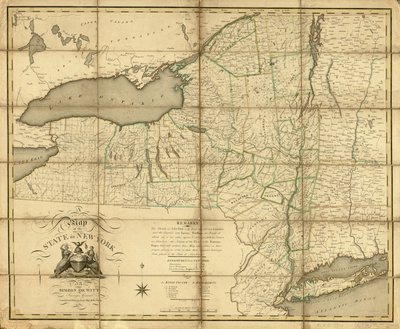 New York állam térképe. LOC 74696138 alkotó: Simeon De Witt
