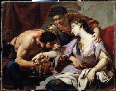 Királynő és rabszolga. Simon Vouet (1590-1649) iskolájából származó festmény. Olajfestmény alkotó: Simon (circle of) Vouet