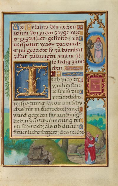 Rand mit der Vision des Hohenpriesters und des Teufels von Sacharja alkotó: Simon Bening