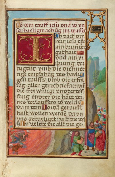 Bordüre mit der Überquerung des Roten Meeres alkotó: Simon Bening