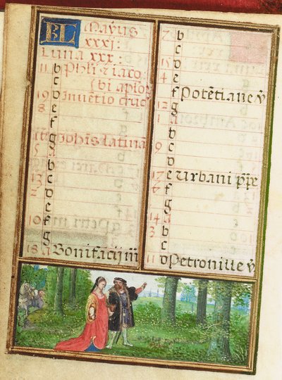 Fólió egy miniatűr Órakönyvből, Róma, Brugge felhasználása alkotó: Simon Bening