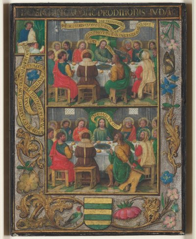 Egyetlen levél az utolsó vacsora jeleneteivel, 1525-1530 körül. alkotó: Simon Bening