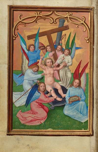 Das Christkind umgeben von den Werkzeugen der Passion alkotó: Simon Bening