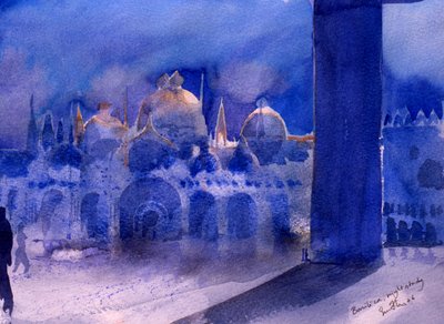 Bazilika, éjszakai tanulmány, 2006 (akvarell, papír) alkotó: Simon Fletcher