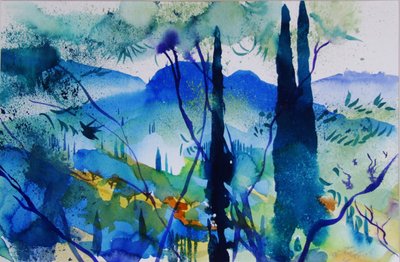 Korfu, Pagoi közelében, 2005 (akvarell, papír) alkotó: Simon Fletcher