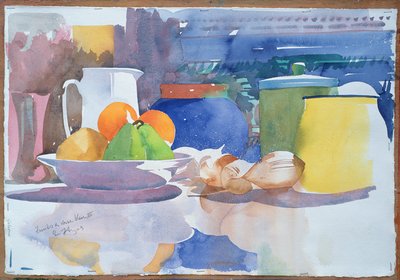 Fruits et Vase Bleu II, 2003 (akvarell, papír) alkotó: Simon Fletcher