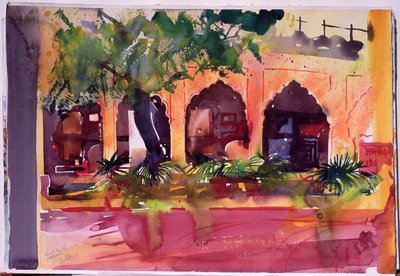 Haveli Inn Pal Jodphur, 2007 (akvarell, papír) alkotó: Simon Fletcher