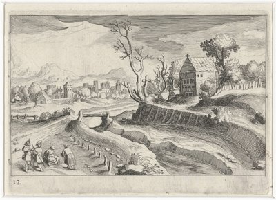 Dombos táj kápolnával Dél-európai tájak (sorozat címe) Topographia variarum regionum (sorozat címe) alkotó: Simon Frisius