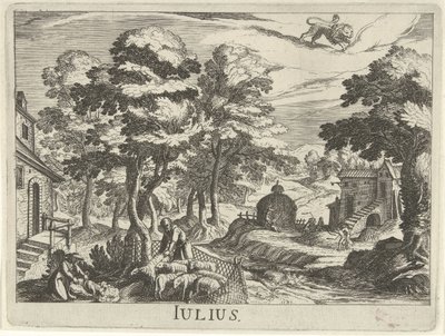 július Julius (cím a tárgyon) Tizenkét hónap (sorozat címe) alkotó: Simon Frisius