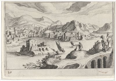 Városkép a folyó völgyében Dél-európai tájak (sorozat címe) Topographia variarum regionum (sorozat címe) alkotó: Simon Frisius