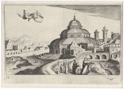 Városkép Merkúrral Dél-európai tájak (sorozat címe) Topographia variarum regionum (sorozat címe) alkotó: Simon Frisius