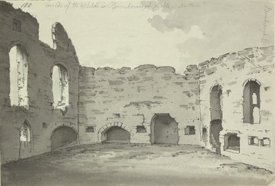 Bamburgh kastély, konyharomok, Add. 15542, f.180, c.1780 (toll- és tintamosás papíron) alkotó: Simon H. Grimm