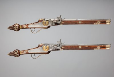 Wheellock pisztolypár a szász választófejedelem testőrsége számára, német, c1610 alkotó: Simon Helbig