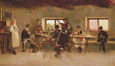 Mulatozók egy kocsmában, 1888 alkotó: Simon Hollosy