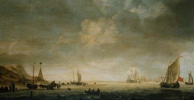 Scheveningen partja halászokkal a tengerparton alkotó: Simon Jacobsz. Vlieger